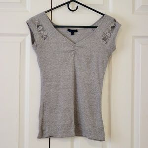 Lace Short Sleeve Grace Summer V Neck Tee